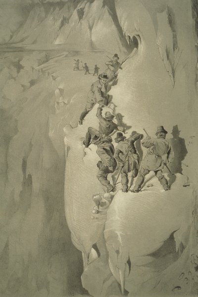 A Dangerous Corner, from Ten Scenes in the Last Ascent of Mont Blanc Including Five Views from the Summit by English School